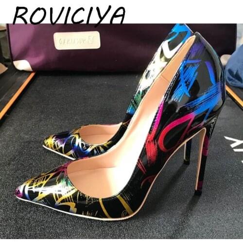 Sexy pointed toe ladies 12cm high heels women pumps shoes woman party wedding zapatos mujer sapato femin QP087 ROVICIYA
