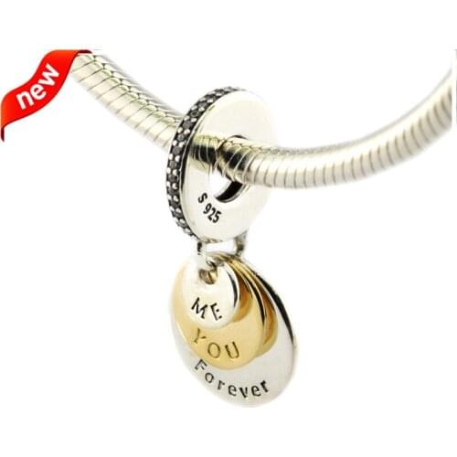 2016 Autumn Authentic 925 Sterling Silver You & Me Forever,Clear CZ Pendant Fit Brand Bracelet DIY Jewelry Making EMOSAN