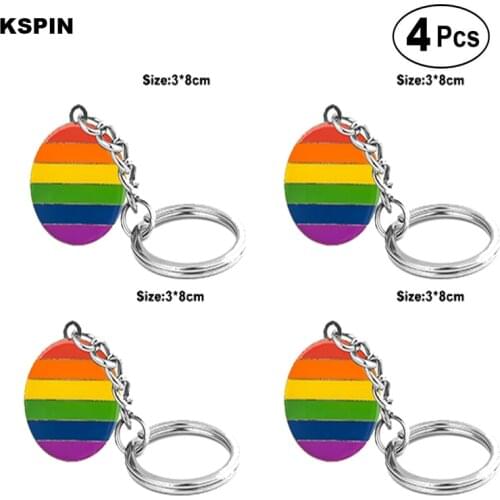 Gay Pride Key Ring Lapel Pin Flag badge Brooch Pins Badges 4pcs