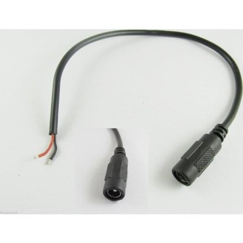 10pcs CCTV DC Power Plug Jack Connector 5.5 x2.1mm Female with Cord Cable Pigtail Wire 30cm