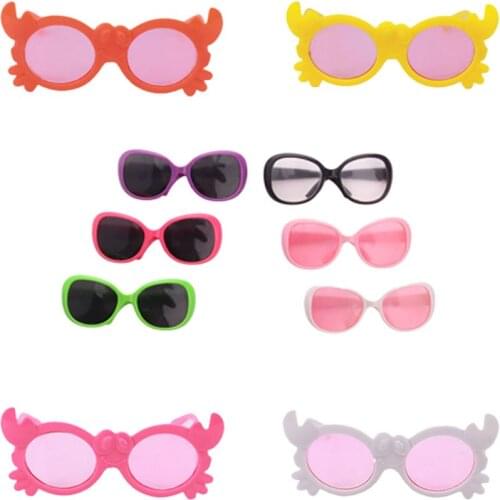 14 Pair Of Fashion Doll Crab &Circular Sunglasses For 18 Inch &43 Cm Doll & New Born Baby Generation Birthday Girls Toy Gifts