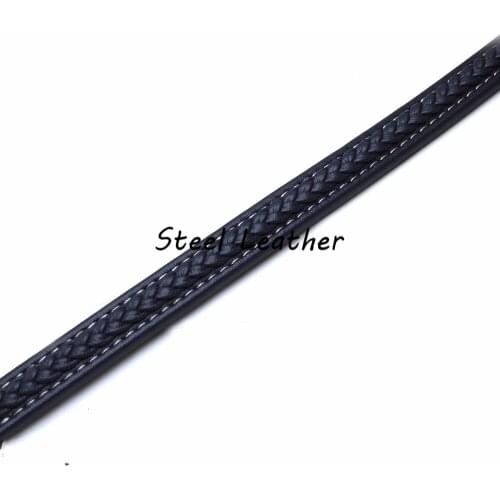 2m/lot Approx 12*6mm navy Flat Wide Braided Leather Cords Ropes fit Wrap Necklace Bracelet DIY Jewelry Making Findings Cords