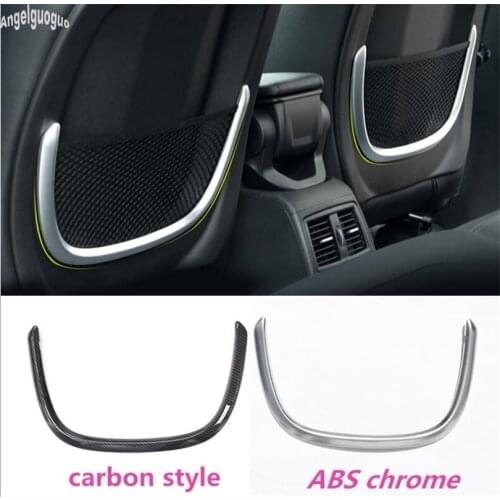 2 pcs For BMW X1 F48 / 1 series Sedan / 2 Series Tourer Chrome or Carbon Style Car Seat Back Net Pocket Decoration Frame Cover