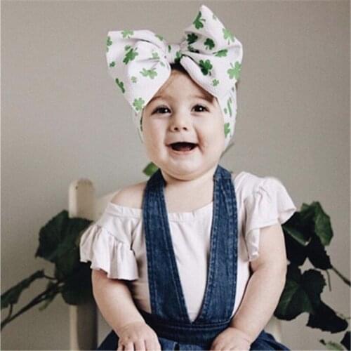2019 New Baby Headbands Big Bowknot Printed Infant Girls Headwraps Newborn Turban Headbows