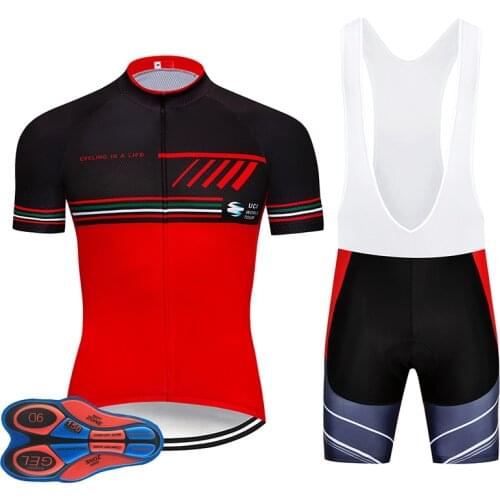 2021 Red TEAM bik Cycling Jersey Ropa Ciclismo 9D Gel Mens Summer Quick Dry Bike Shirts Maillot Culotte Factory Wholesale Custom