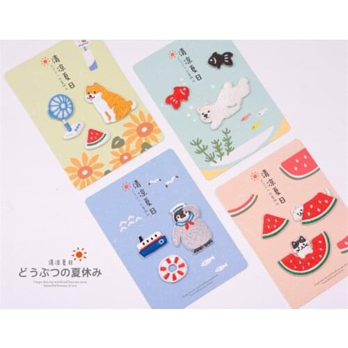 3pcs in one set Embroidered Dog Watermelon Patches Clothes Bags DIY Applique Embroidery Parches Iron On Patch for Clothes Caps