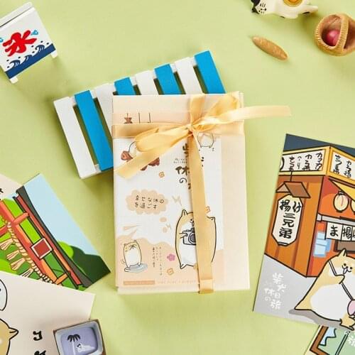 30 Pcs/Set Akitas Holiday Travel Paper Postcard DIY Cartoon Greeting Cards Message Card Xmas and New Year Gift