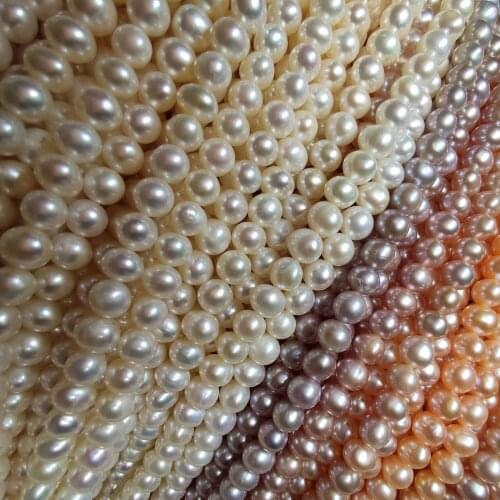 4-5mm Round Shaped Natural Freshwater Pearl Choker Necklace DIY Jewelry 37cm Single Strand 15" For Women