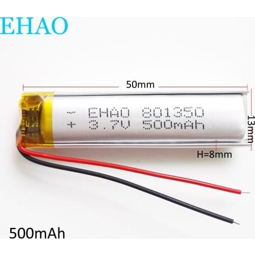 EHAO 801350 3.7V 500mAh Lithium Polymer LiPo Rechargeable Battery Cells For Mp3 bluetooth GPS PSP Speaker Recorder camera mid