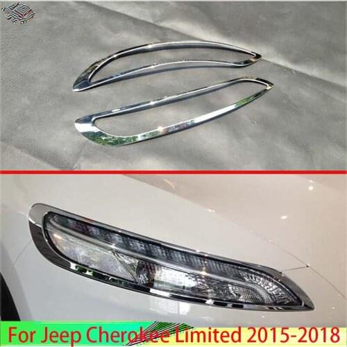 For Jeep Cherokee Limited 2015-2018 Car Styling Accessories ABS Chrome Front Head Light Headlight Lamp Cover Trim