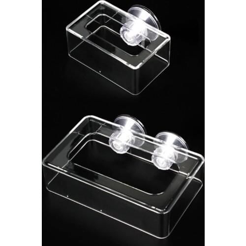 Aquarium Arcylic Square Float Feeder Ring Suction Cup Betta Fish Food Feeding Cup Shrimp Feeder for Plant Tank Fish Tank