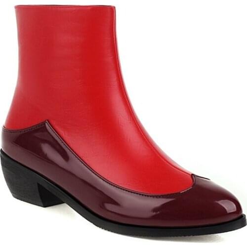 Ankle Boots for Women 2020 New Pointed Toe Chunky High Heel Boots Black Leather Red Boot Female Sexy Stiletto Boots