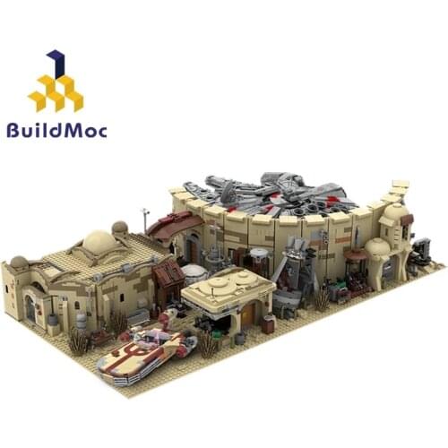 Buildmoc Star Movie A New Hope Mos Eisley Spaceport MOC-41406 Tatooines Desert Village Cantina Building Blocks Kids Toys Gift