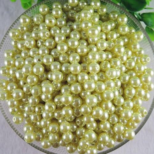 6mm 8mm 10mm 12mm 14mm Lemon yellow Imitation Pearls Beads Crafts Decoration for DIY Bracelets Necklaces Making Hole: 2mm AS-29