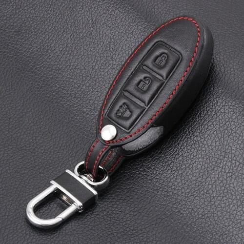 VCiiC 3BTN Leather Car Key Cover Case For Nissan Teana X-Trail Qashqai Livina Sylphy Tiida Sunny March Murano Geniss Juke Almera