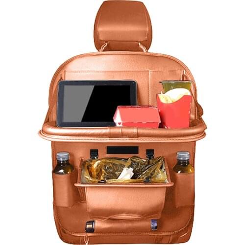 Faux Leather Car Backseat Multi-Pocket Folding Storage Bag Organizer Holder Car Seat Back Cover Bags