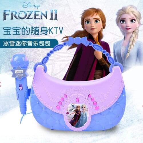 Disney girls frozen 2 elsa anna princess microphone karaoke toys with led light kids diy singing Toy Musical Instrument