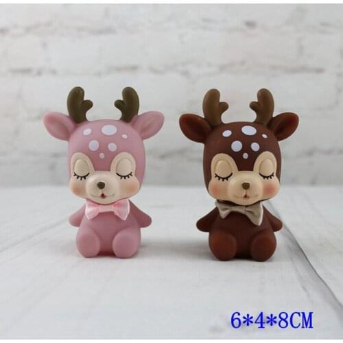 8CM Cartoon Unicorn Sika Deer Action Figure Model Cute Animal Figurine Desktop Decoration Dolls Toys Christmas Gift Home Decor