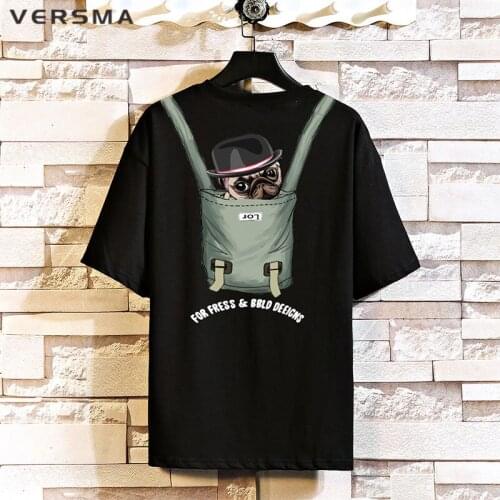 VERSMA Korean Harajuku Funny Cartoon Dog Print T-shirt Men Hip Hop Streetwear Rock Oversize Casual Tshirt Men Women Dropshipping