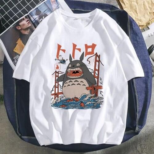 Kawaii Totoro Studio Ghibli Harajuku T Shirt Women Ullzang Miyazaki Hayao Anime Top Tee Female Funny Cartoon Oversized T-shirt
