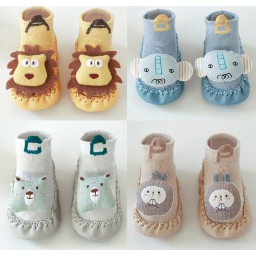 Toddler Socks Fashion Infant Socks Cartoon Animal Shoes for Baby Leather Non-slip Sock Soft Comfortable Baby Boy Girls Shoes