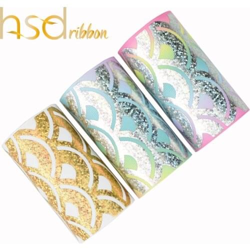 HSDRibbon 75mmn 3 inch New Style scale Gold and Silver Laser On White and HT Grosgrain Ribbon