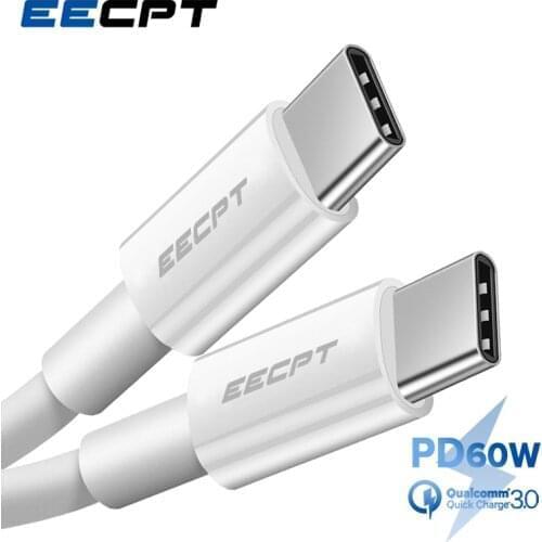 EECPT USB Type C Cable to USB C Cable PD 60W Fast Charging Quick Charge 4.0 Type-C Cable for Samsung S10 S9 Xiaomi MacBook Pro