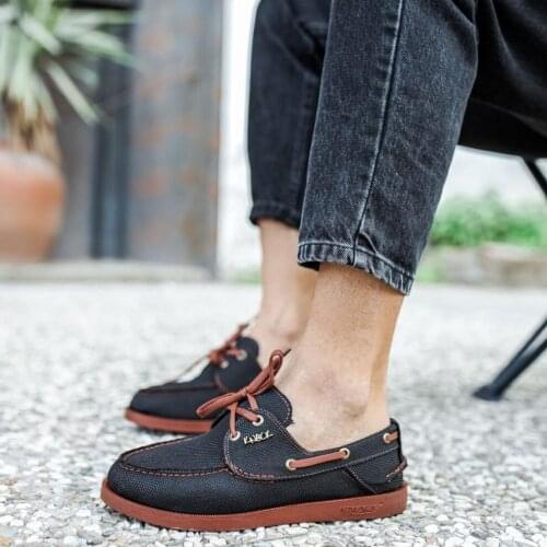 Knack Seasonal Linen Men 'S Shoes 008 Black (Tan Base) sport Lace-Up Spring Summer Fashion Orthopedic Casual Base Inner Lining Cotton