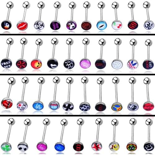 2pcs Unisex Sexy Tongue Piercing langue Body piercing Tongue Rings for women Surgical Stainless Steel 1.6*19mm Oil Grip Jewelry