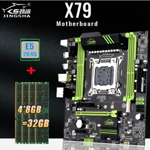 JINGSHA X79 motherboard combo kit set Xeon E5 2640 LGA 2011 4Pcs x 8GB= 32GB 1333 DDR3 ECC REG memory
