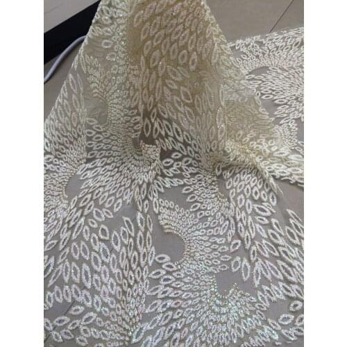 Top sale african glued glitter lace fabric newest style french net lace SYJ-5279 with glitter for wedding dress