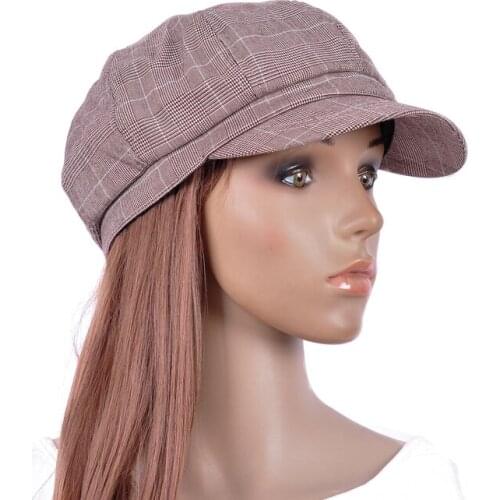 M500 RED Fashion Beauty RED Gingham Checks Cotton Visor Newsboy Cap Summer Autumn Stylish