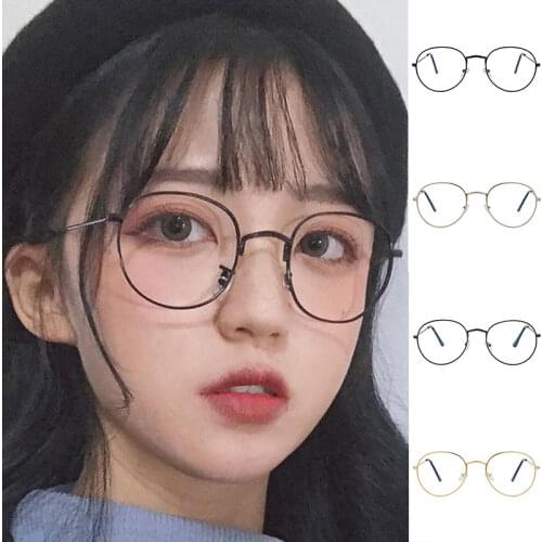 Fashion Vintage Retro Decorative Glasses Round Spectacle Frame Spectacle Frame Flat Mirror Glasses Frame Frame Metal Eye Glasses