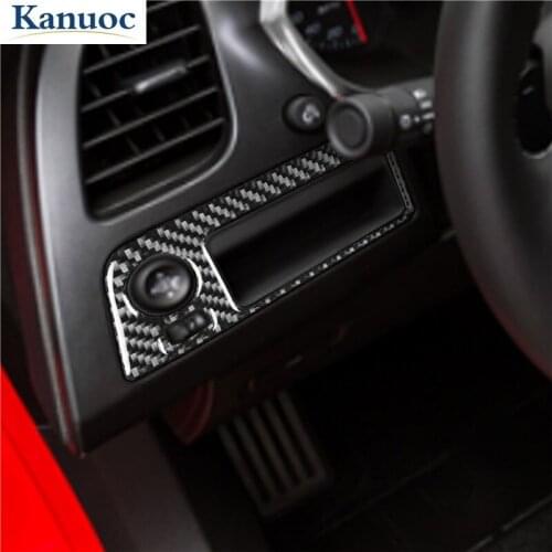 Car Headlamp Control Button Panel Trim Decal Carbon Fiber Sticker Styling For Chevrolet Corvette C7 2014-2019 Accessories