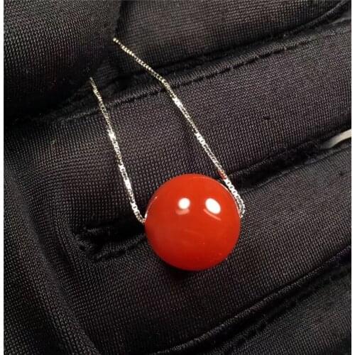 Natural Red China Agate Stone Chinese Red Fine Bead with 925 Silver Necklace Women Fine Jewelry Fashion Free Shipping