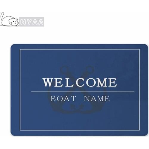 NYAA Dark Blue Ocean Kitchen Floor Mat Anchor Boat Decor Door Rugs for Living Room Anti-Slip Suede Bath Mats Outdoor