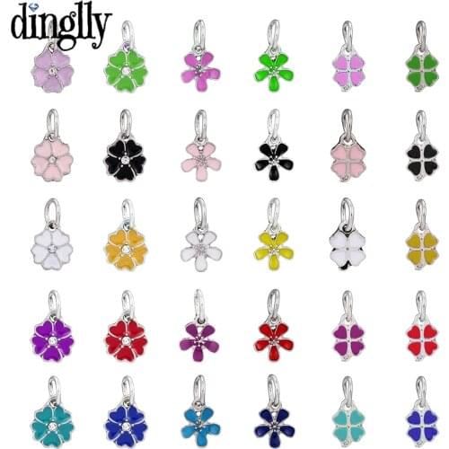 Dinglly Multicolor Color Daisy Flower Dangle Charm For Diy Bracelets & Necklace Lucky Small Pendant Jewelrys Accessories Beads