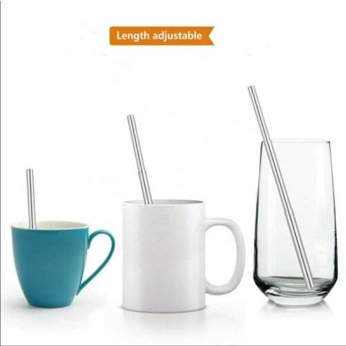 Portable Stainless Steel Telescopic Drinking Straw Reusable Straw Brush Set Kit Folding Drinking Straws for Travel Outdoor