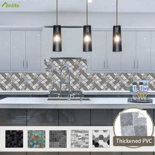 Funlife Mosaic Tile Stickers Self-adhesive PVC Kitchen Backsplash Panel Wallpaper DIY Waterproof Bathroom Vinyl Home Decoration