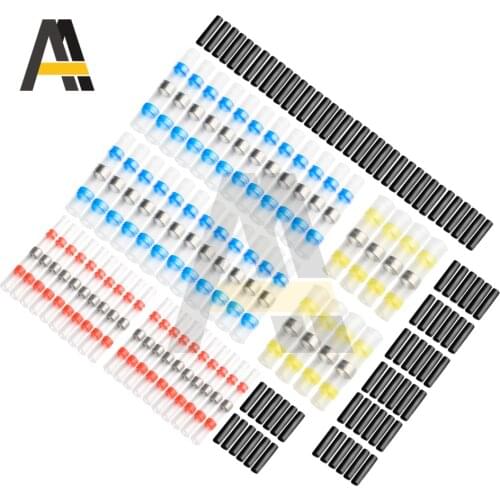 100pcs/lot Solder Seal Wire Connectors Heat Shrink Solder Butt Connectors Waterproof Solder Seal Sleeve Splice Terminals Kit