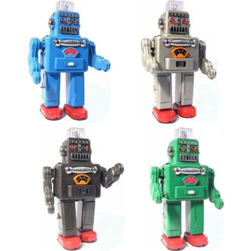 Vintage Style Wind up Toy Robot Metal Tin Clockwork Spring Vintage Toys Tin Toy Kids Adults Collection Gift