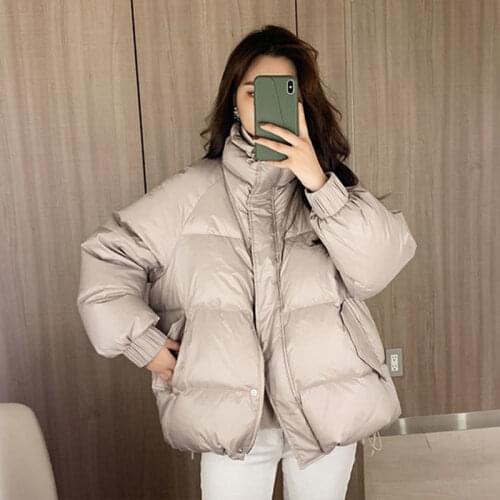 Womens Down Jacket Short Padded Stand Collar Plus Size 2020 Winter New White Duck Down Bread Jacket Winter Women Down Coat