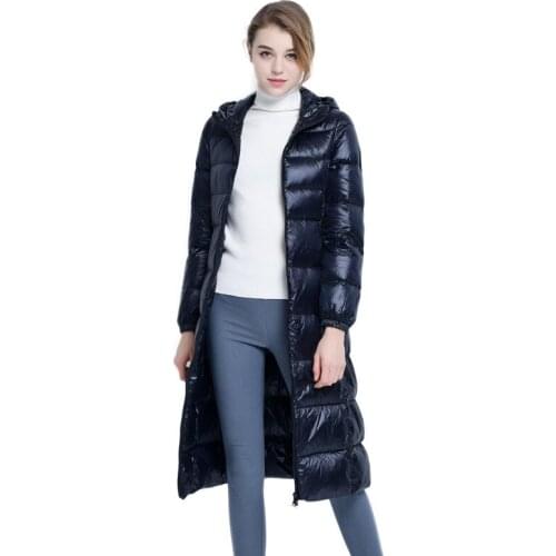 Winter Fashion Puffer Coat Thick Warm Solid Zipper Down Jacket Women White Duck Down Long Winter Jacket and Coat for Women 2021