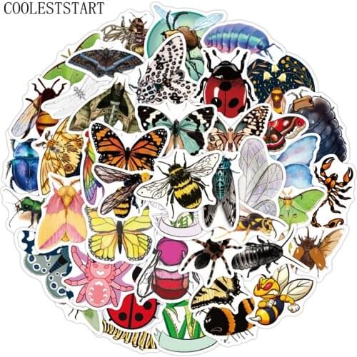 10/50PCS Nature Insect Stickers For Water Bottle Toy Phone Luggage Laptop Car Waterproo Decal Sticker For Kids Teens Adults