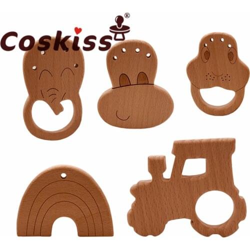 Coskiss 10pcs Beech Wooden Toys DIY Crafts Baby Teether For Making Rattles Educational Toy Wooden Teether For New Born Teether
