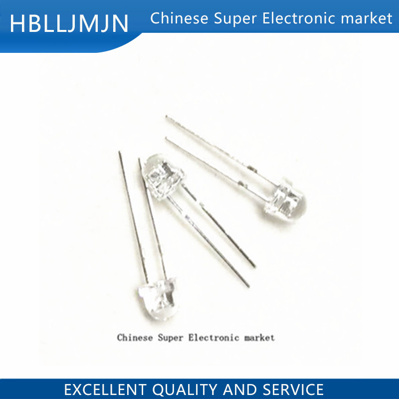 100PCS 5mm Super Bright White Light-Emitting Diode DIP LED Straw Hat Astigmia