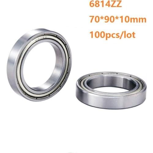 100pcs/lot 6814ZZ 6814 ZZ 6814Z 70×90×10mm Double metal cover Thin Deep Groove Ball Bearing 70*90*10 mm