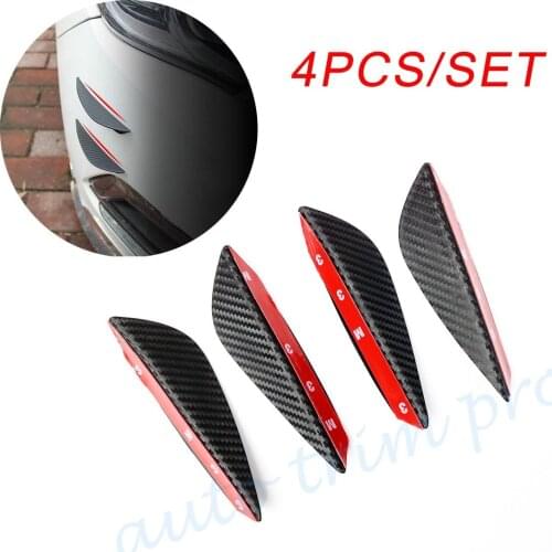 4pcs Universal Motor Front Bumper Lip Splitter Fins Body Air Spoiler Canards Refit Exterior Accessories