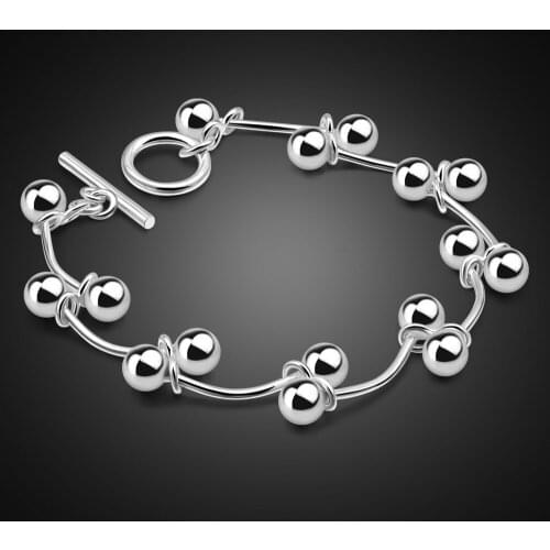 Simple Solid Ball Bracelet Charm Bracelets Bangles Authentic 100% 925 Sterling Silver Bracelets For Women Fine Jewelry Gift