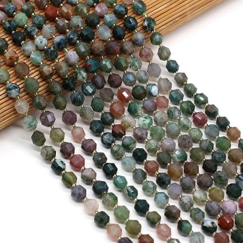 New Natural Faceted Stone Agate 8mm Irregural Shapen Loose Beads for Making Jewelry Necklace Length 38cm
